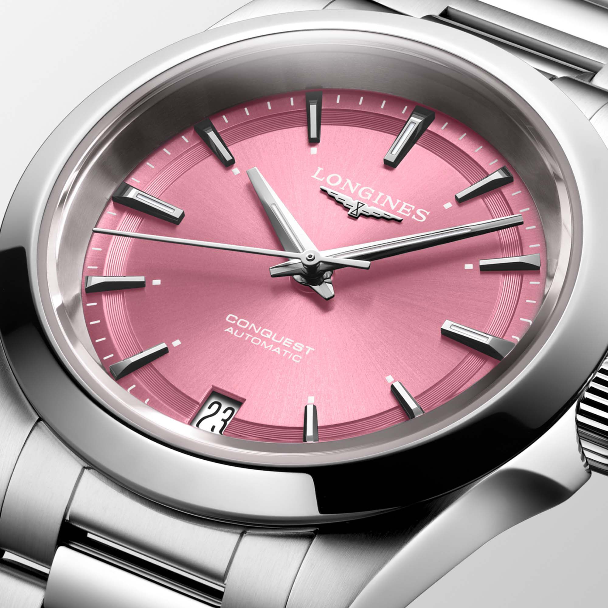 【ジャンク品】ロンジン 腕時計 ピンク Longins Longines Conquest Automatic 34 mm Stainless Steel | Maison Birks